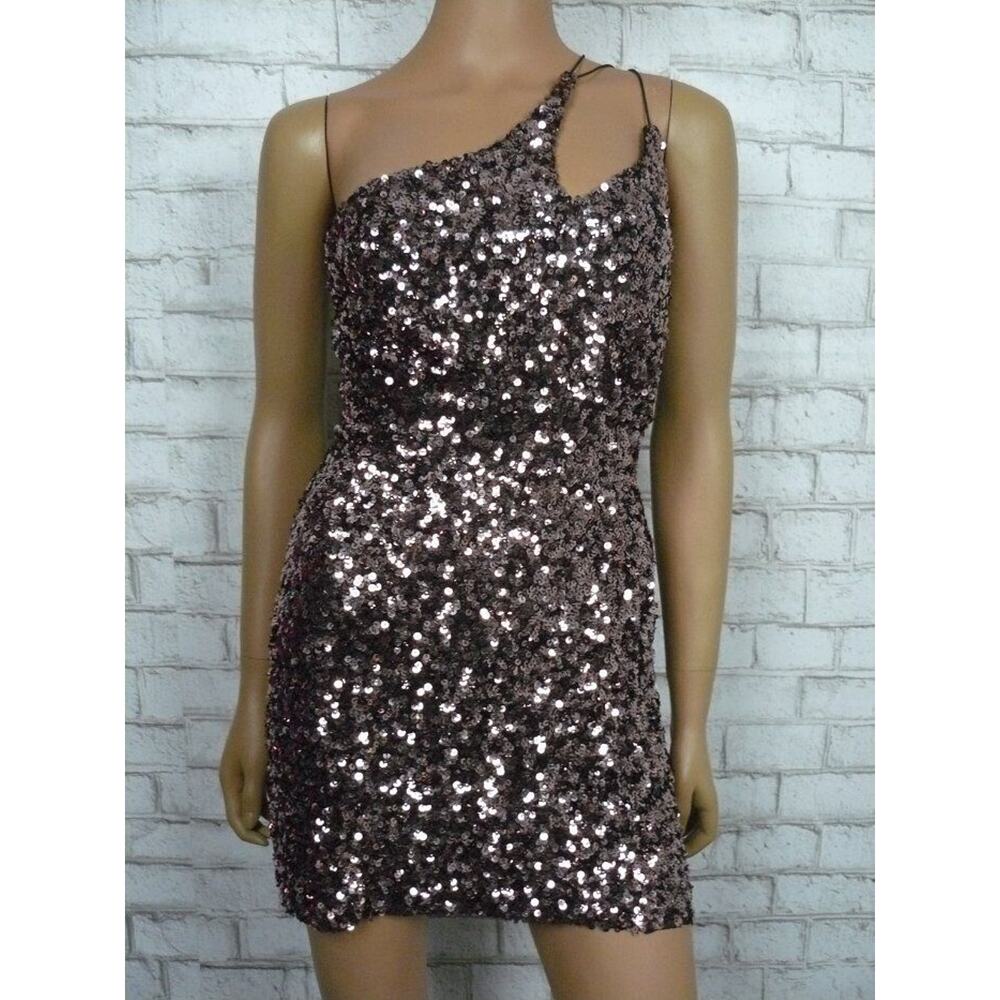 Astr The Label Rose Sequin Stretch Cutout Bodycon Sheath Dress Small NEW